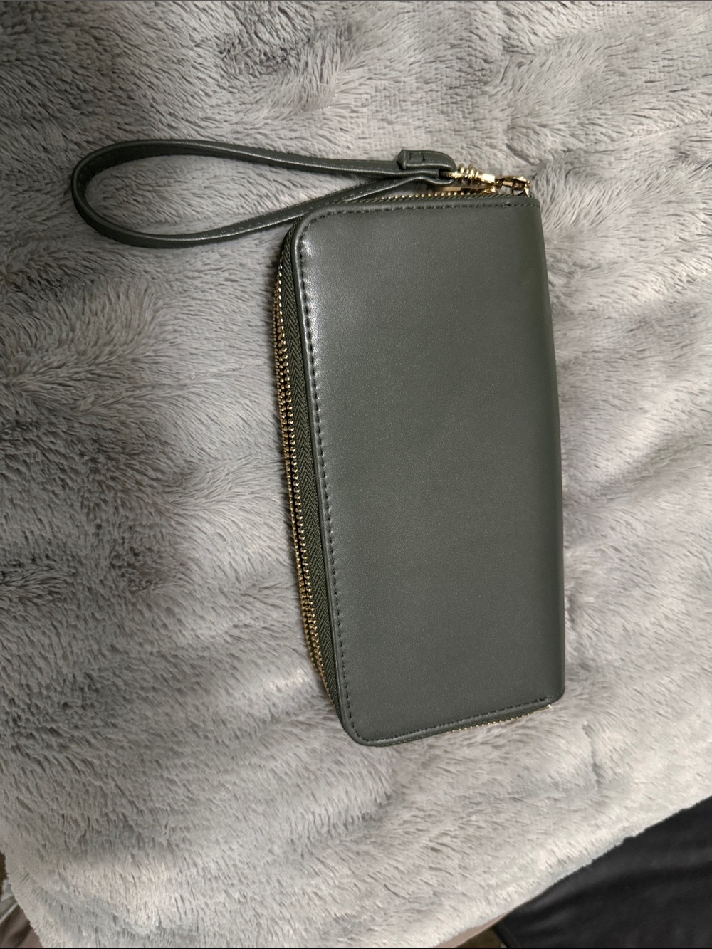 a new day Olive Green Wristlet Card Holder with Gold Hardware